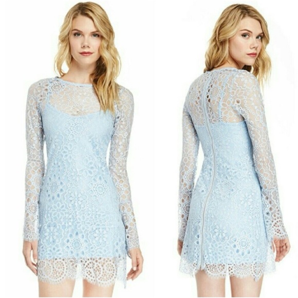 For Love & Lemons Lovebird Lace Dress Blue XS - Picture 13 of 14